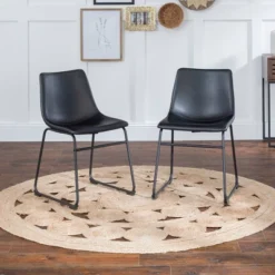 Set Of 2 Laslo Modern Upholstered Faux Leather Dining Chairs - Saracina Home -Cheap Home Shop GUEST e921ecff 5d1c 46bf 8a40 c3330f7f710d