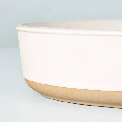 95oz Modern Rim Stoneware Oval Serving Bowl Cream/Clay - Hearth & Hand™ With Magnolia 2 95oz Modern Rim Stoneware Oval Serving Bowl Cream/Clay - Hearth & Hand™ With Magnolia - Image 2