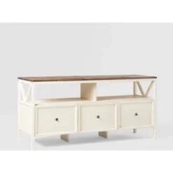 Farmhouse 3 Drawer Wood TV Stand For TVs Up To 65" - Saracina Home -Cheap Home Shop GUEST fecee8bb 867b 4497 a2fe de792e75020c